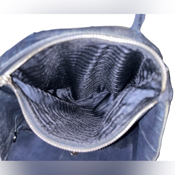Prada Denim Suede Scamosciato Twin Pocket Tote Bleu - Picture 3 of 3